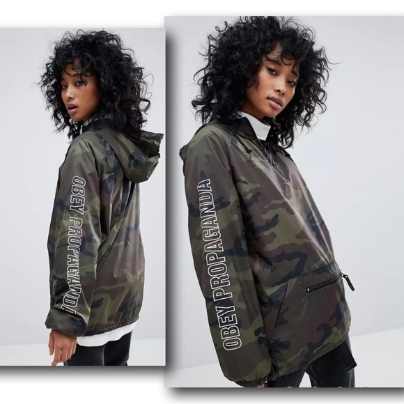 Obey  Propaganda Nylon Hooded Pullover Jacket ASOS - Picture 2 of 16